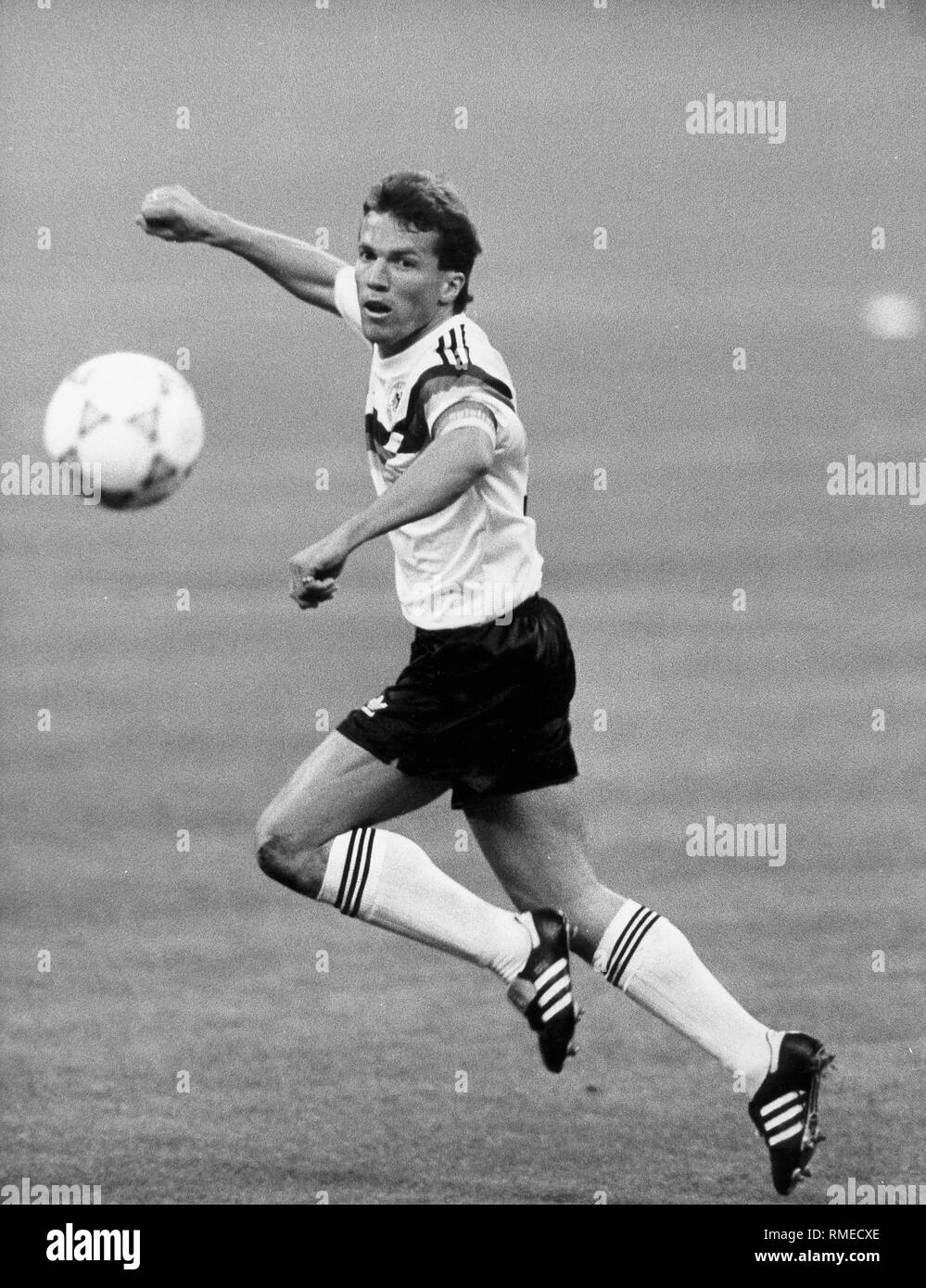 Lothar Matthaeus beim Spiel während der Fußball-WM in Italien. Stockfoto