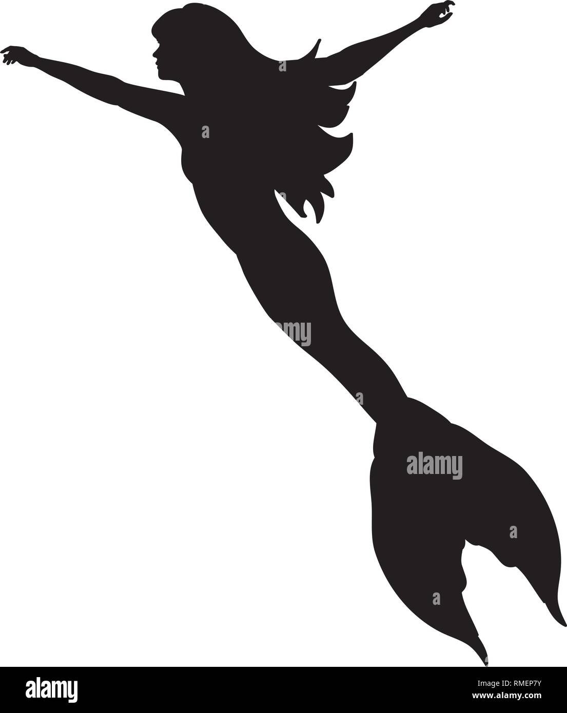 Mermaid sirene Nymphe Silhouette der antiken Mythologie fantasy  Stock-Vektorgrafik - Alamy