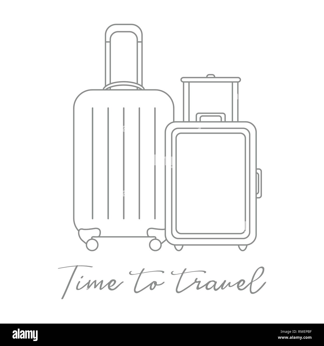 Vector Illustration mit zwei Koffern. Sommer, Urlaub. Freizeitaktivitäten. Stock Vektor