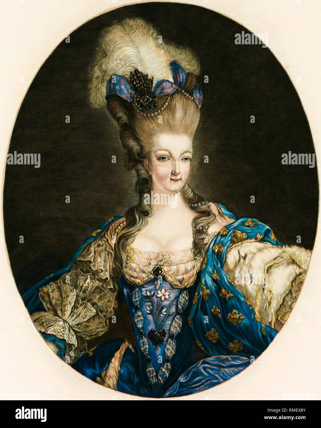 Marie Antoinette (1755-1793), Porträtmalerei von Jean Francois Janinet (nach Jean-Baptiste André Gautier-Dagoty), 1777 Stockfoto