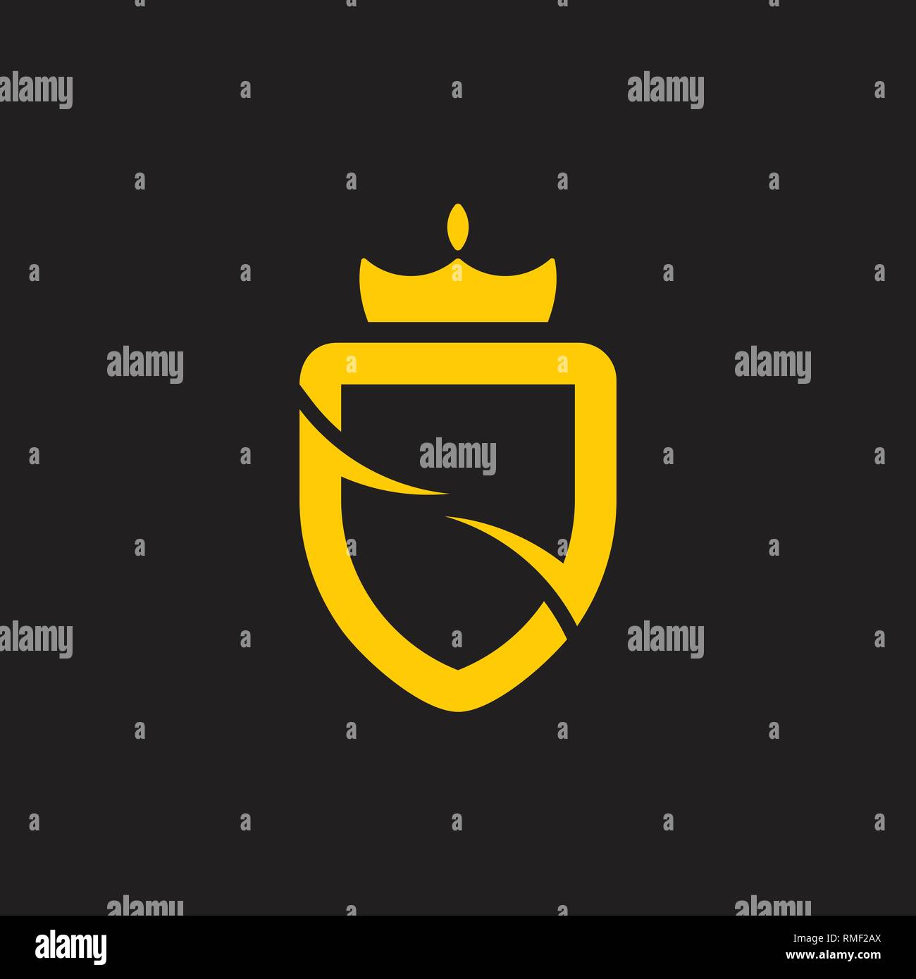 Shield Gold Crown einfaches Logo Vektor Stock Vektor