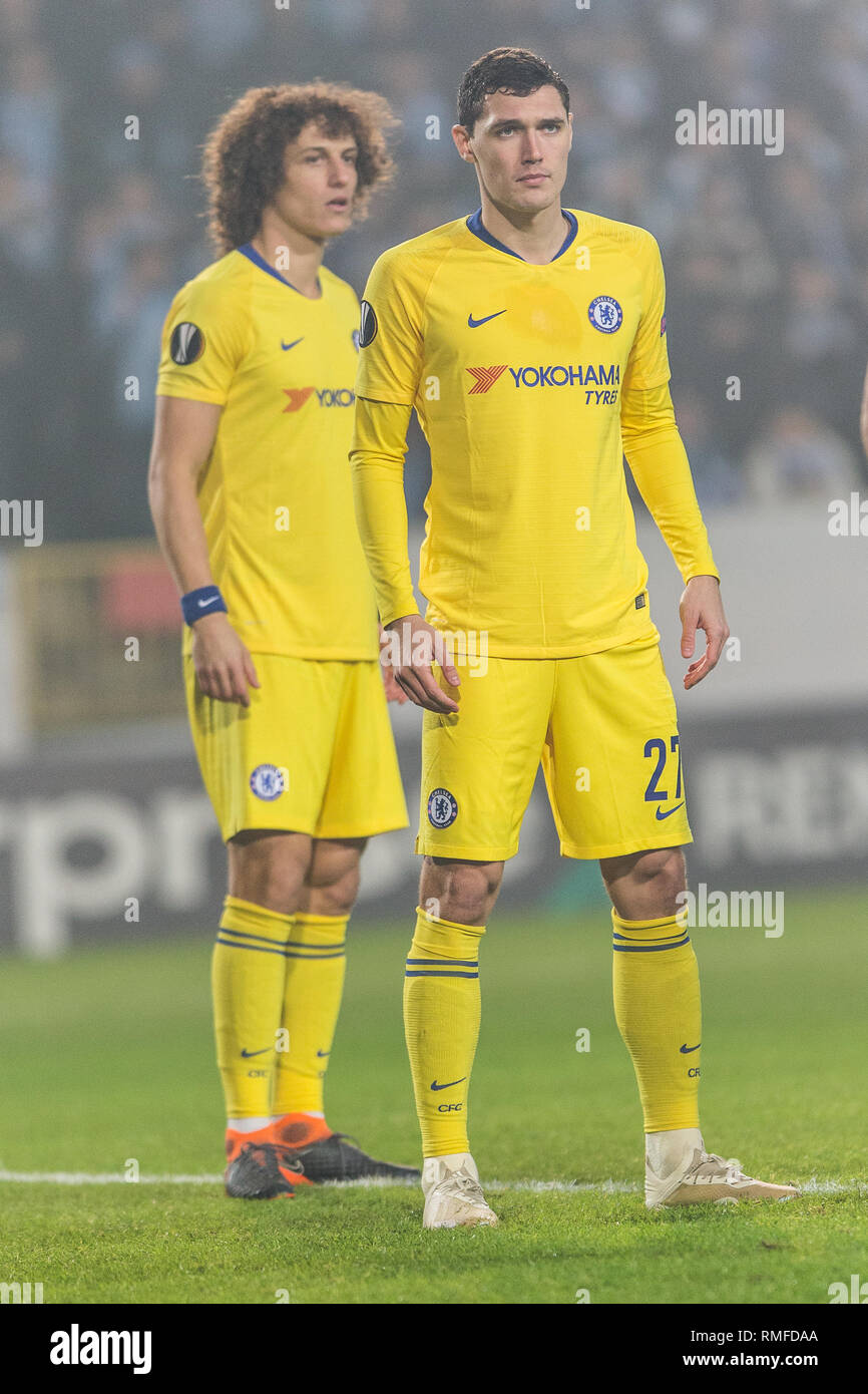 Malmö, Schweden. 14 Feb, 2019. Schweden, Malmö, 24. Februar 2019. Andreas Christensen (27) des FC Chelsea in der Europa League Runde 32 Match zwischen Malmö FF und FC Chelsea bei der Swedbank Stadion in Malmö zu sehen. (Foto: Gonzales Foto/Alamy leben Nachrichten Stockfoto