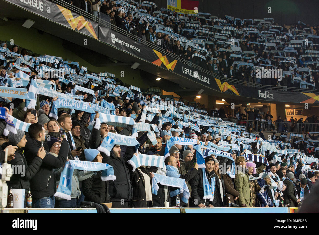 Malmö, Schweden. 14 Feb, 2019. Schweden, Malmö, 24. Februar 2019. Swedbank Stadion ist für die Europa League Runde 32 Match zwischen Malmö FF und FC Chelsea in Malmö verkauft. (Foto: Gonzales Foto/Alamy leben Nachrichten Stockfoto