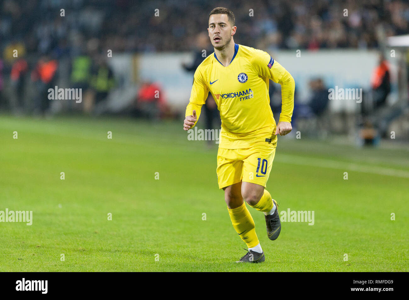 Malmö, Schweden. 14 Feb, 2019. Schweden, Malmö, 24. Februar 2019. Eden Hazard (10) des FC Chelsea in der Europa League Runde 32 Match zwischen Malmö FF und FC Chelsea bei der Swedbank Stadion in Malmö zu sehen. (Foto: Gonzales Foto/Alamy leben Nachrichten Stockfoto