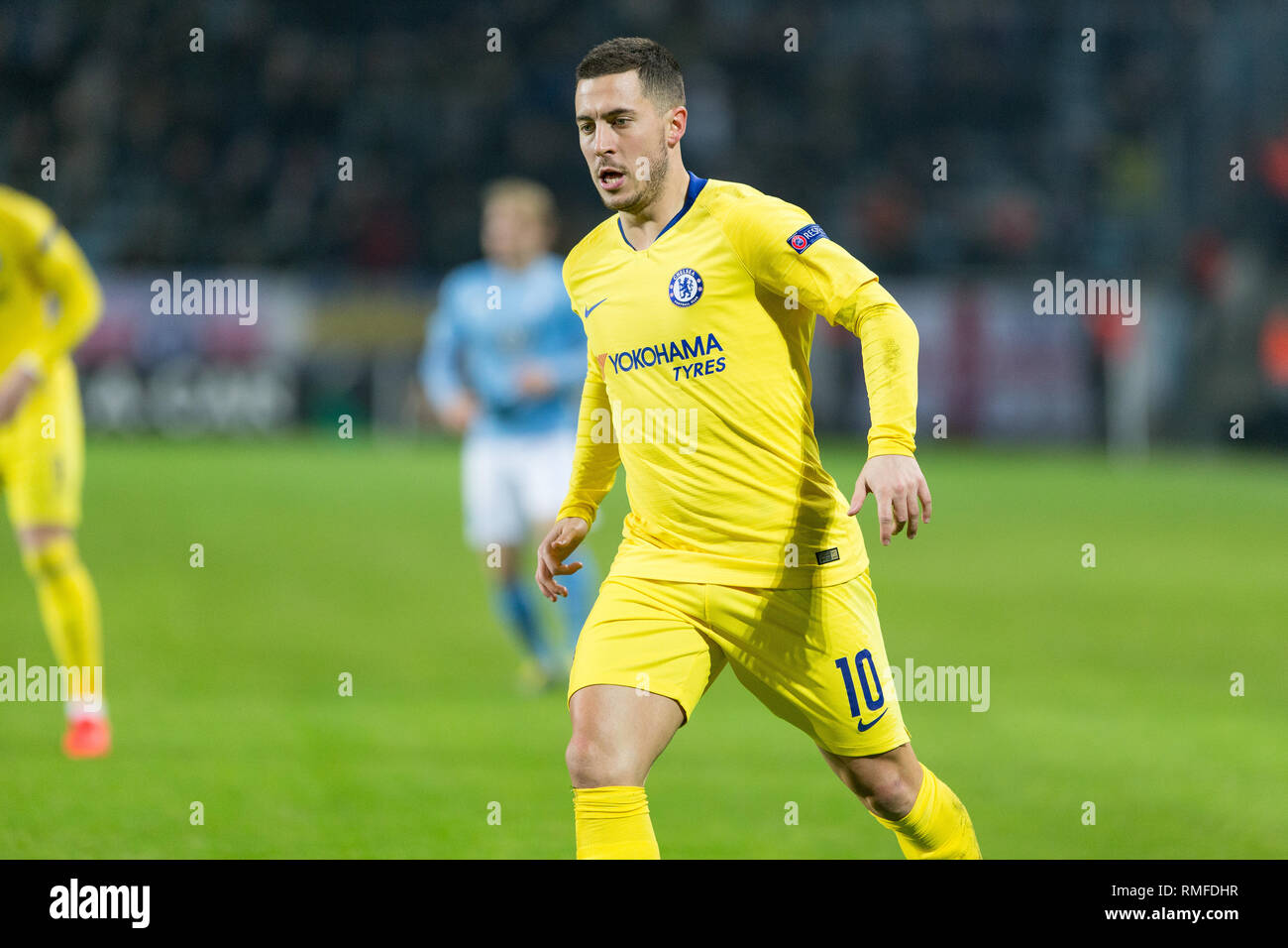 Malmö, Schweden. 14 Feb, 2019. Schweden, Malmö, 24. Februar 2019. Eden Hazard (10) des FC Chelsea in der Europa League Runde 32 Match zwischen Malmö FF und FC Chelsea bei der Swedbank Stadion in Malmö zu sehen. (Foto: Gonzales Foto/Alamy leben Nachrichten Stockfoto