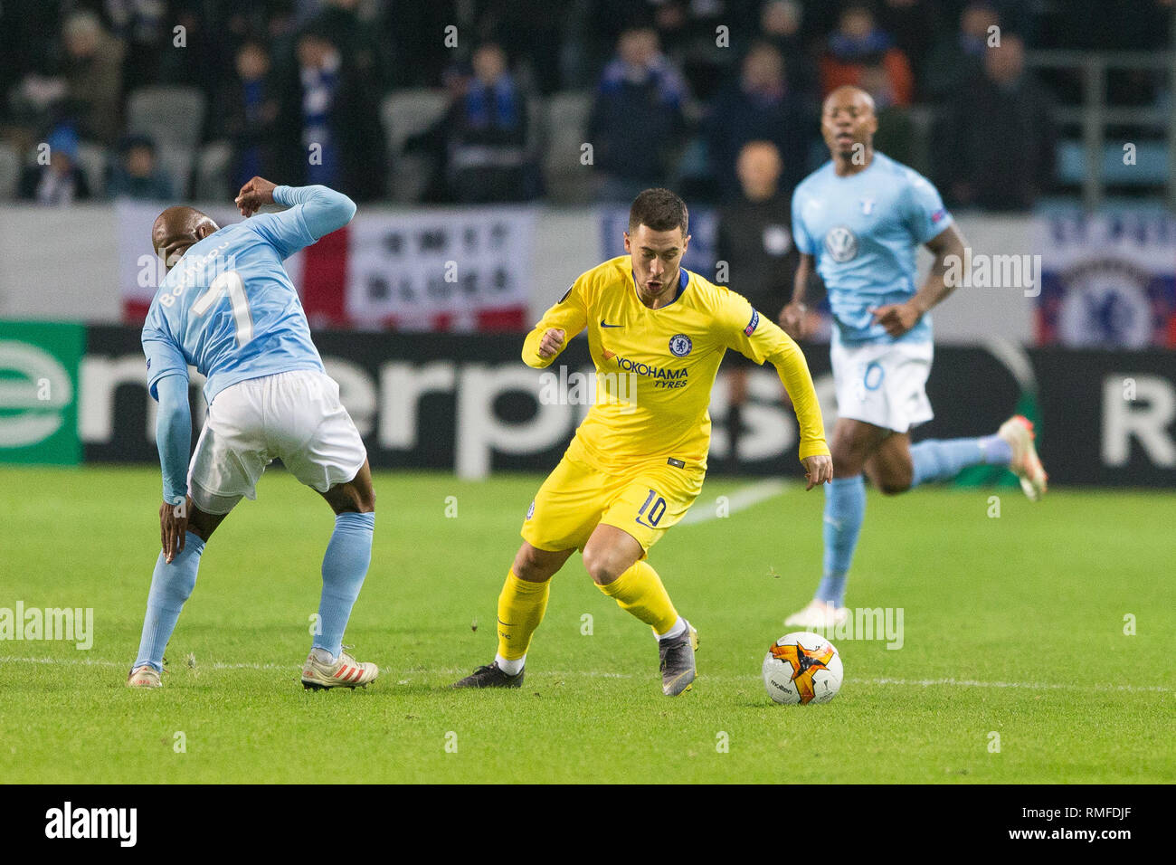 Malmö, Schweden. 14 Feb, 2019. Schweden, Malmö, 24. Februar 2019. Eden Hazard (10) des FC Chelsea in der Europa League Runde 32 Match zwischen Malmö FF und FC Chelsea bei der Swedbank Stadion in Malmö zu sehen. (Foto: Gonzales Foto/Alamy leben Nachrichten Stockfoto