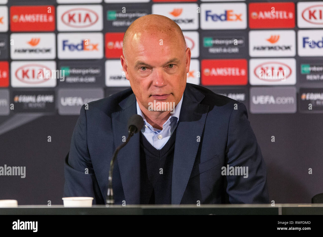 Malmö, Schweden. 14 Feb, 2019. Schweden, Malmö, 24. Februar 2019. Malmö FF Manager Uwe Rösler auf der Pressekonferenz nach der Europa League Runde 32 Match zwischen Malmö FF und FC Chelsea bei der Swedbank Stadion in Malmö zu sehen. (Foto: Gonzales Foto/Alamy leben Nachrichten Stockfoto