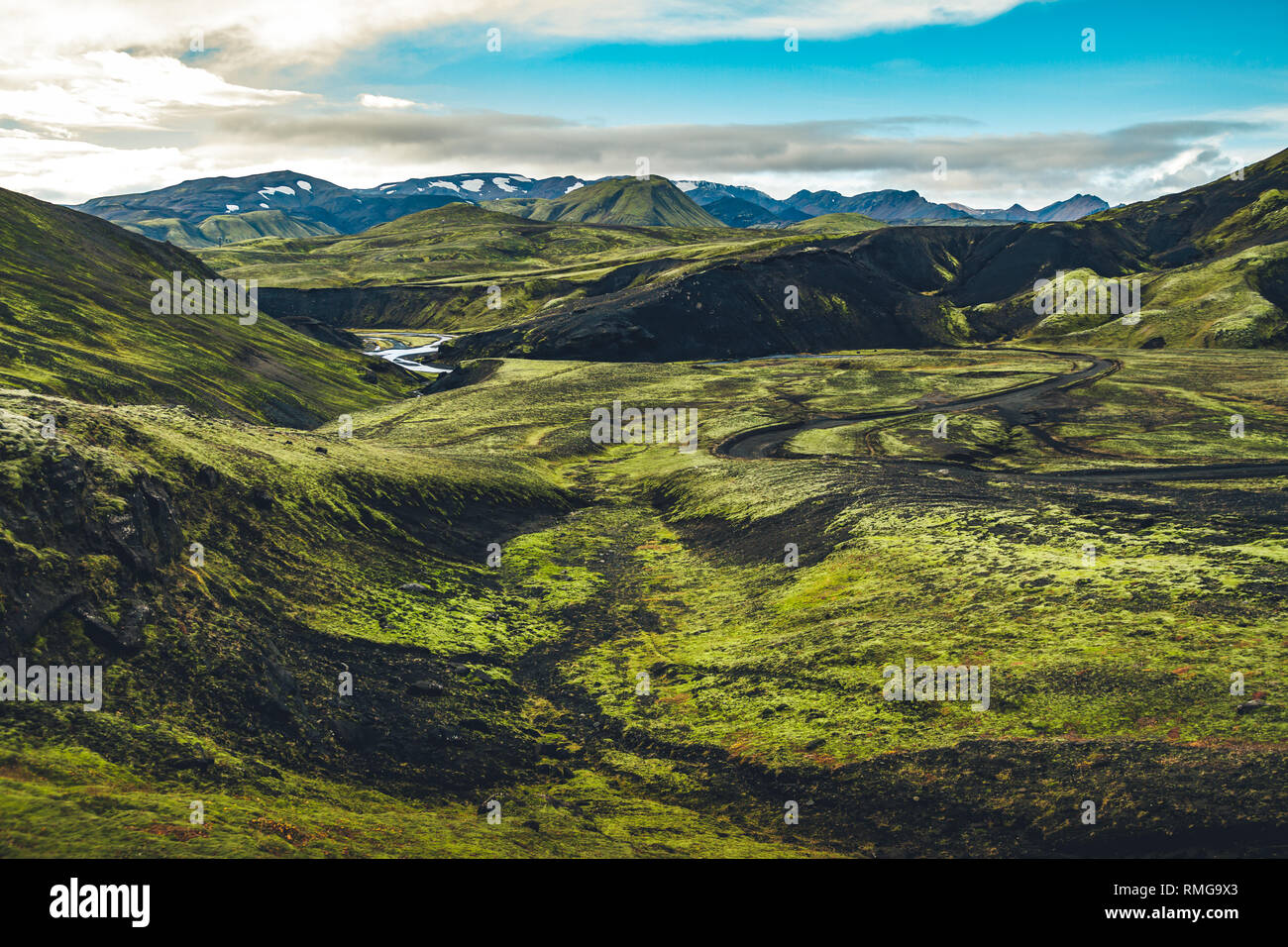 Surreal und bunte Landschaft von Island mit niemand um Stockfoto