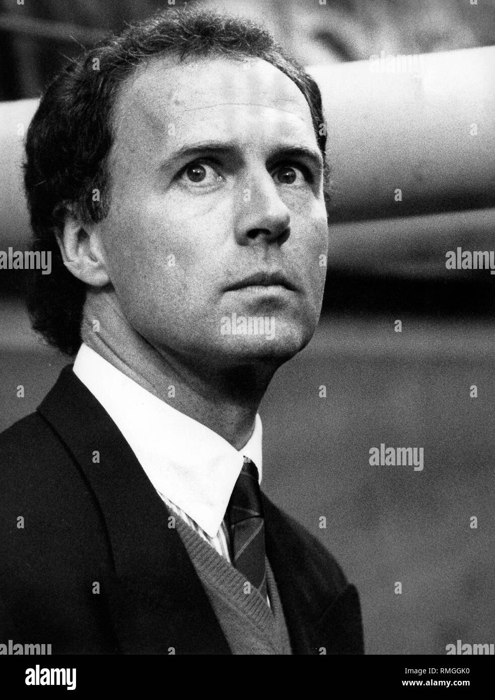 Franz Beckenbauer als Team Manager der Deutschen Fußball-Nationalmannschaft. Stockfoto
