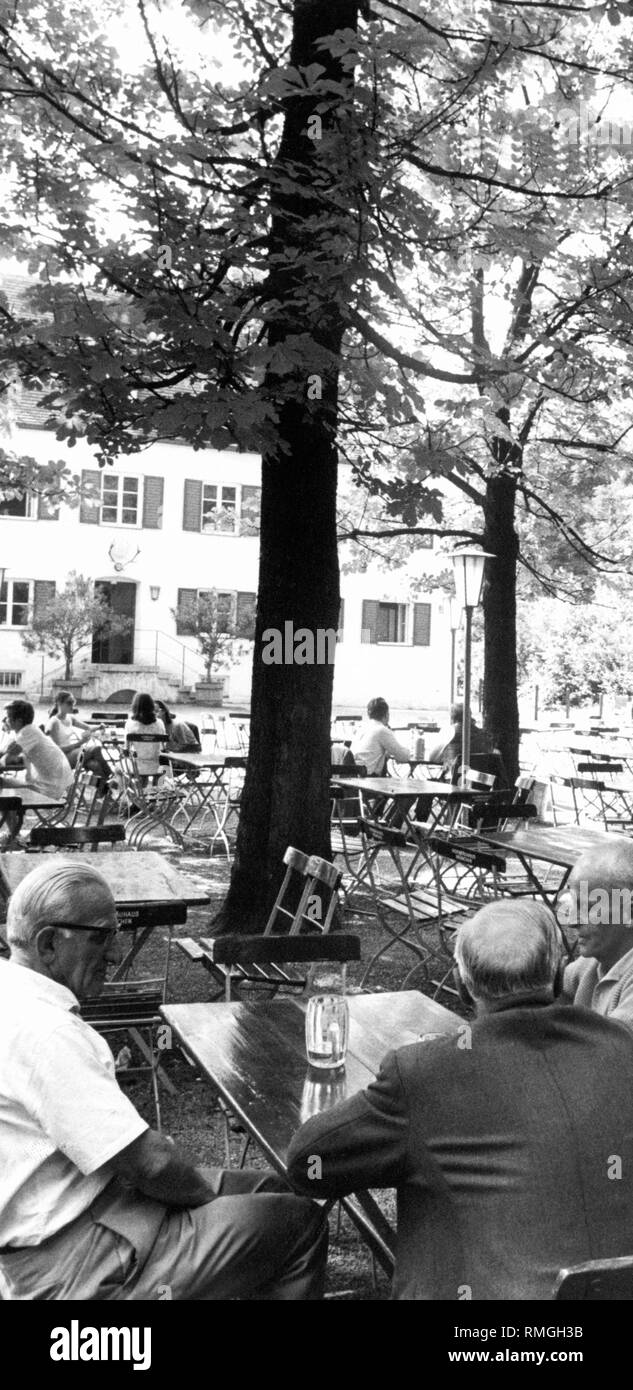 Gaste Trinken Bier Im Biergarten Aumeister Im Englischen Garten In Munchen Stockfotografie Alamy