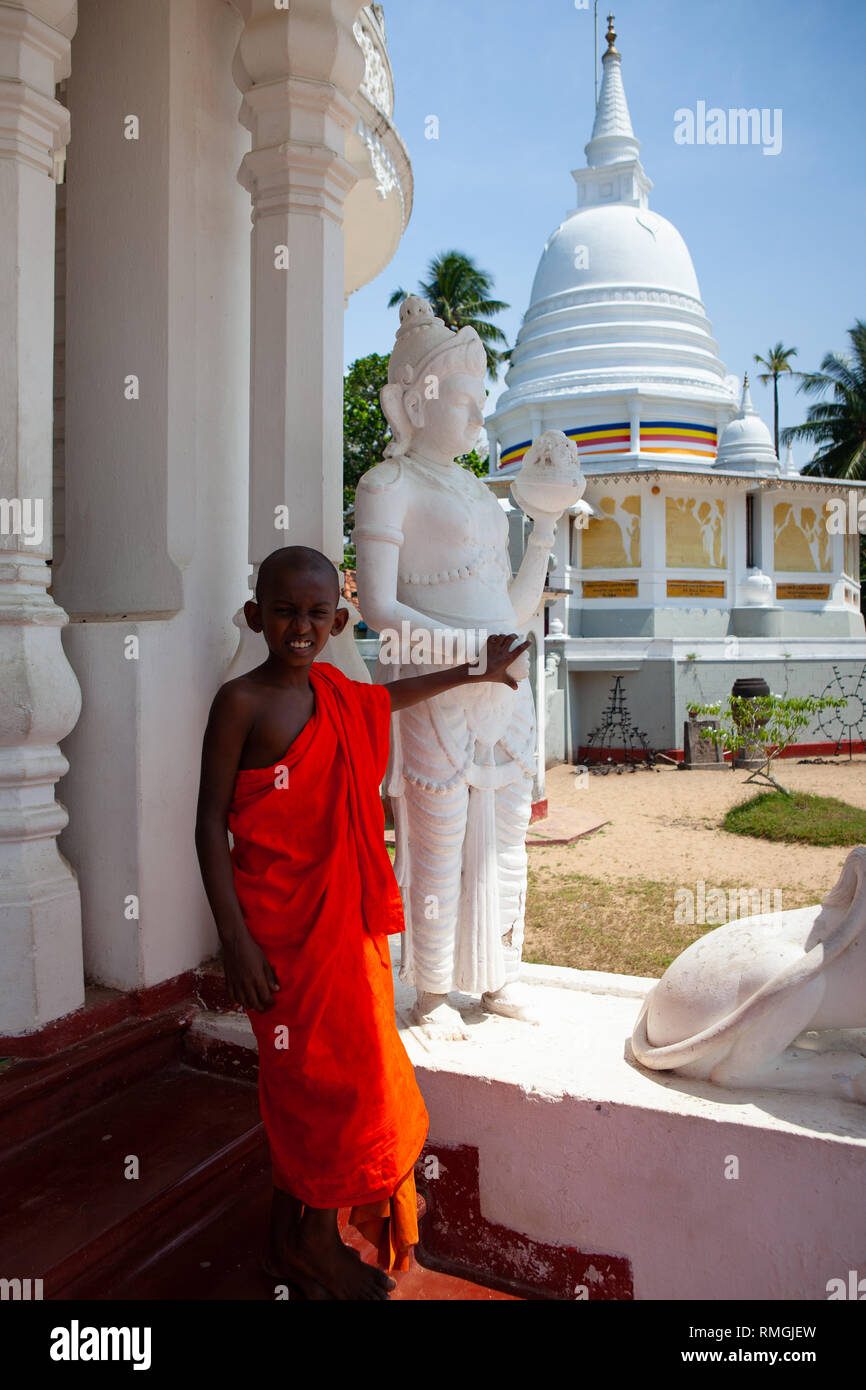 Balapitiya, Sri Lanka - Januar 30,2019: Alte buddhistische Tempelanlage von Sri Pushparama Maha Viharaya, nahe, Welitara Region, Bundesland Kärnten, Sri L Stockfoto