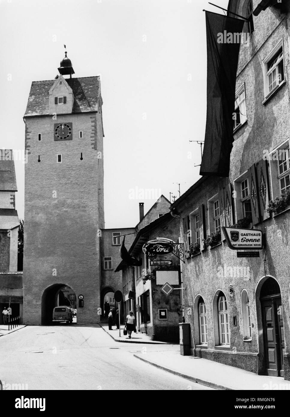 Das Wassertor in Isny. Stockfoto