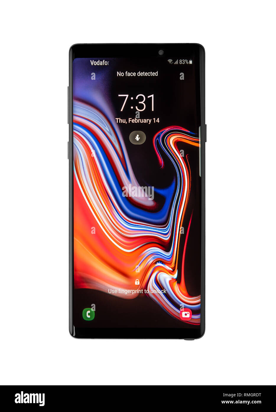 Samsung Galaxy 9 auf Weiß. Stockfoto