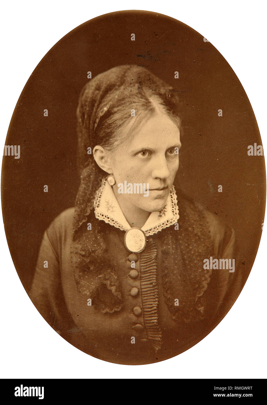 Portraitbüste von Anna G. Dostyevskaya (1846-1918), Ehefrau des Autors Fjodor Dostojewski. Albumin Photo Stockfoto