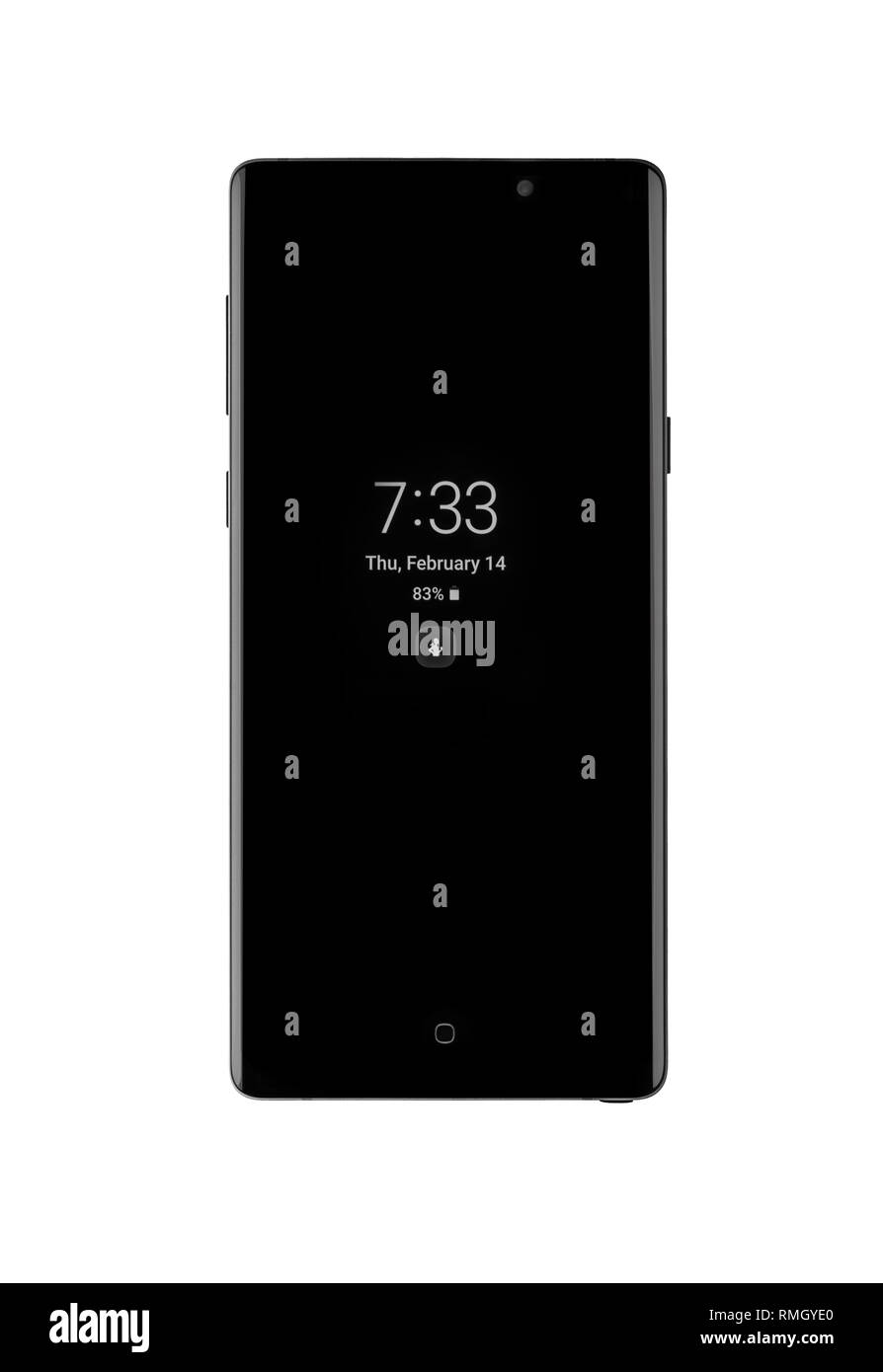 Samsung Galaxy 9 auf Weiß. Stockfoto