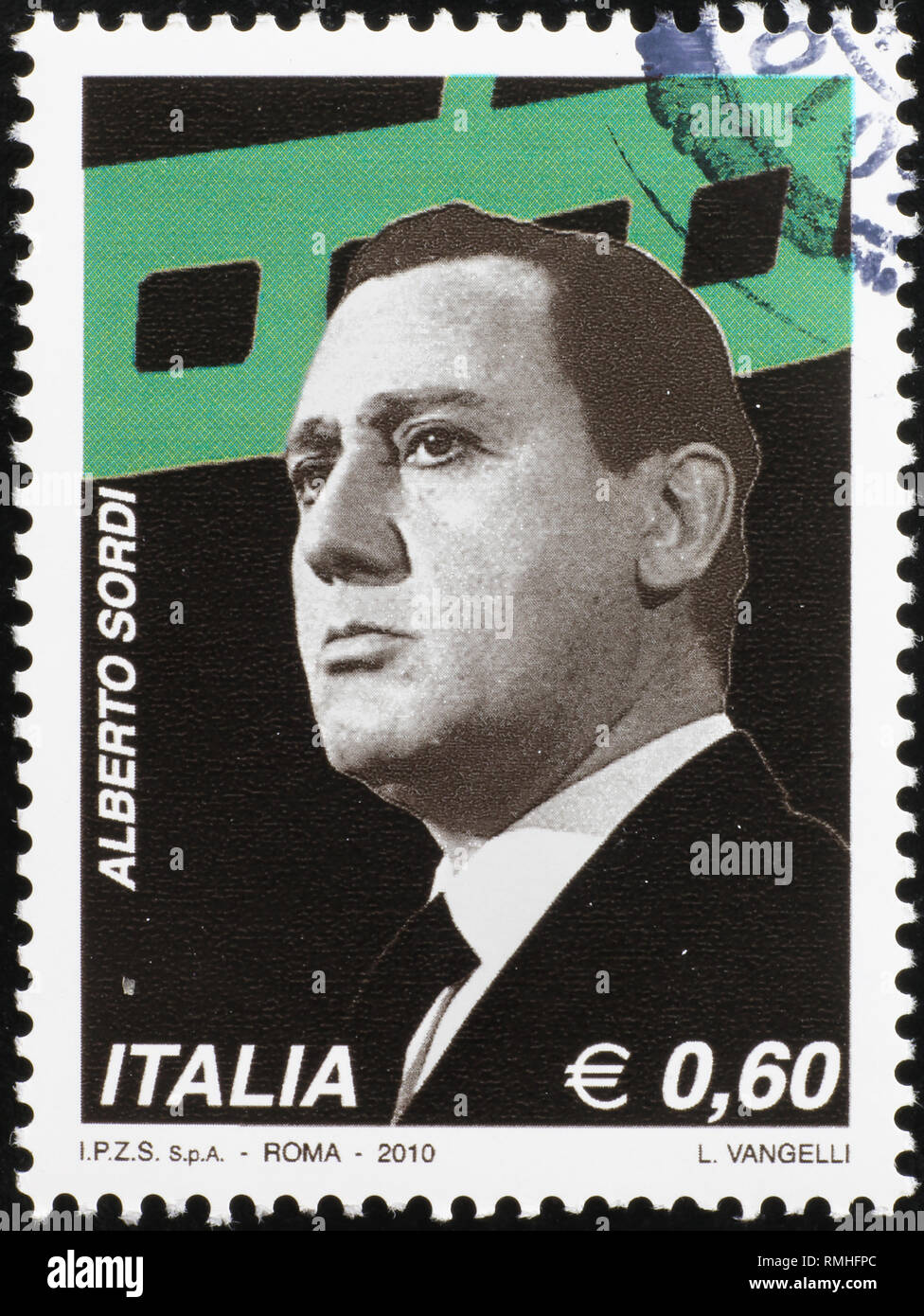 Italienische Schauspieler Alberto Sordi auf Briefmarke Stockfoto