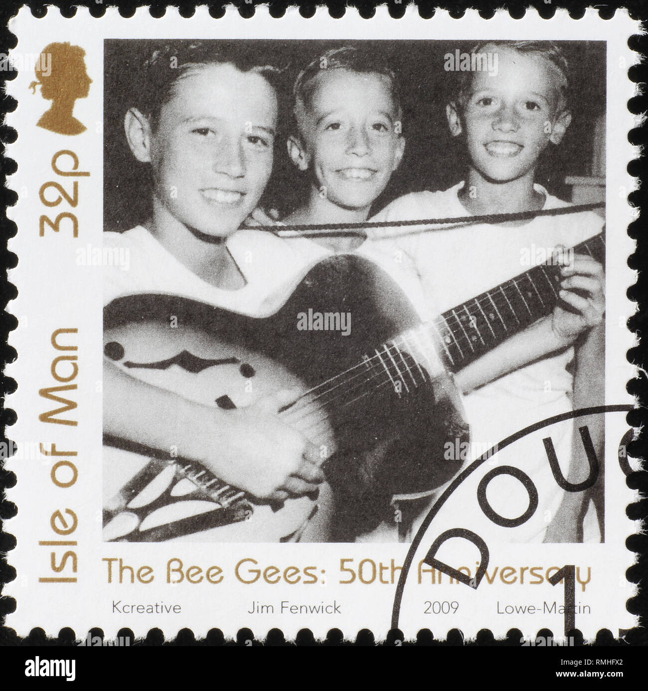 Bild von jungen Bee Gees auf Briefmarke Stockfoto