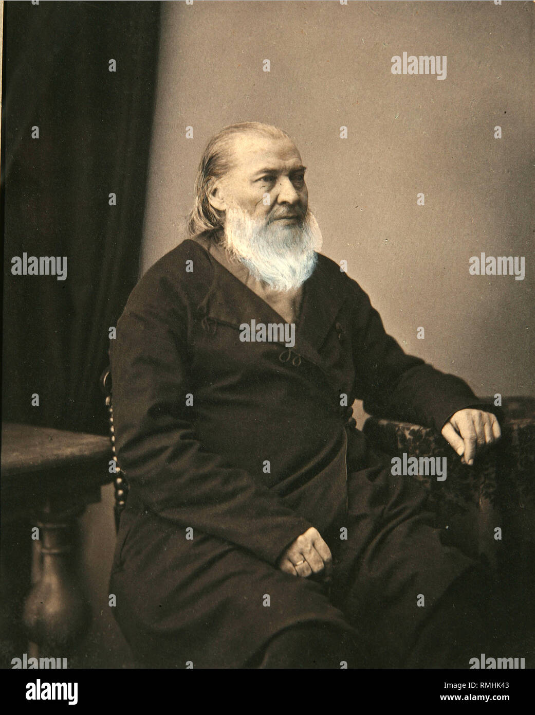 Porträt des Autors Sergej T. Aksakov (1791-1859). Albumin Photo Stockfoto