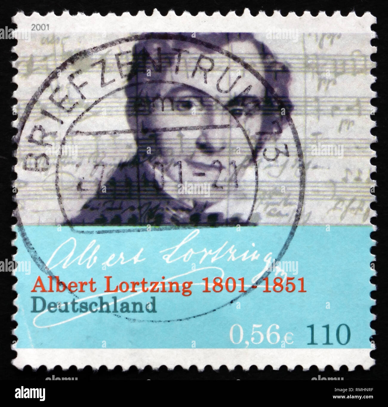 Deutschland - ca. 2001: ein Stempel im Deutschland bedruckt zeigt Albert Lortzing, die Deutsche Oper Komponist, ca. 2001 Stockfoto