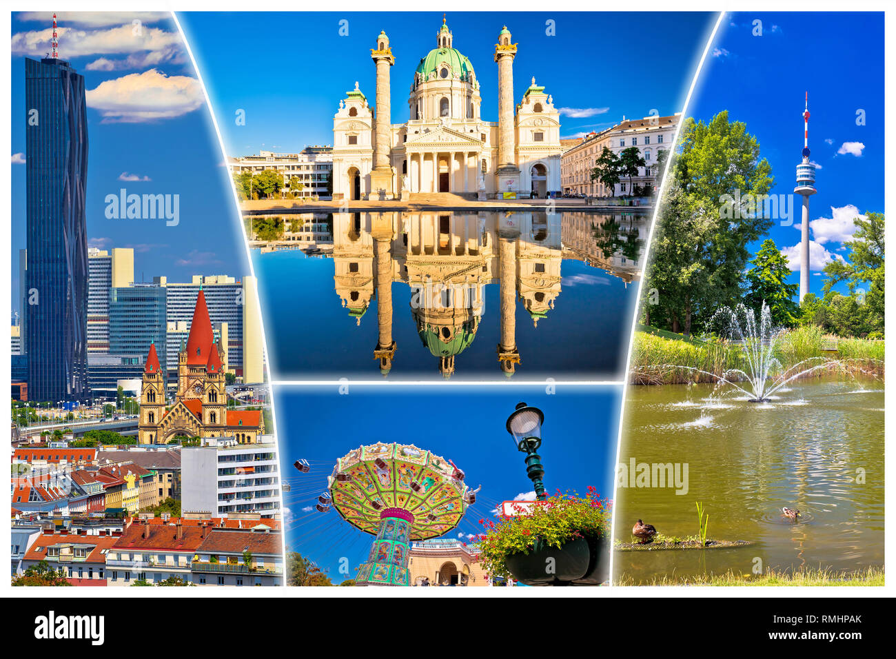 Wien Postkarte Stadt Architektur und Blick in die Natur, der Hauptstadt von Österreich Stockfoto
