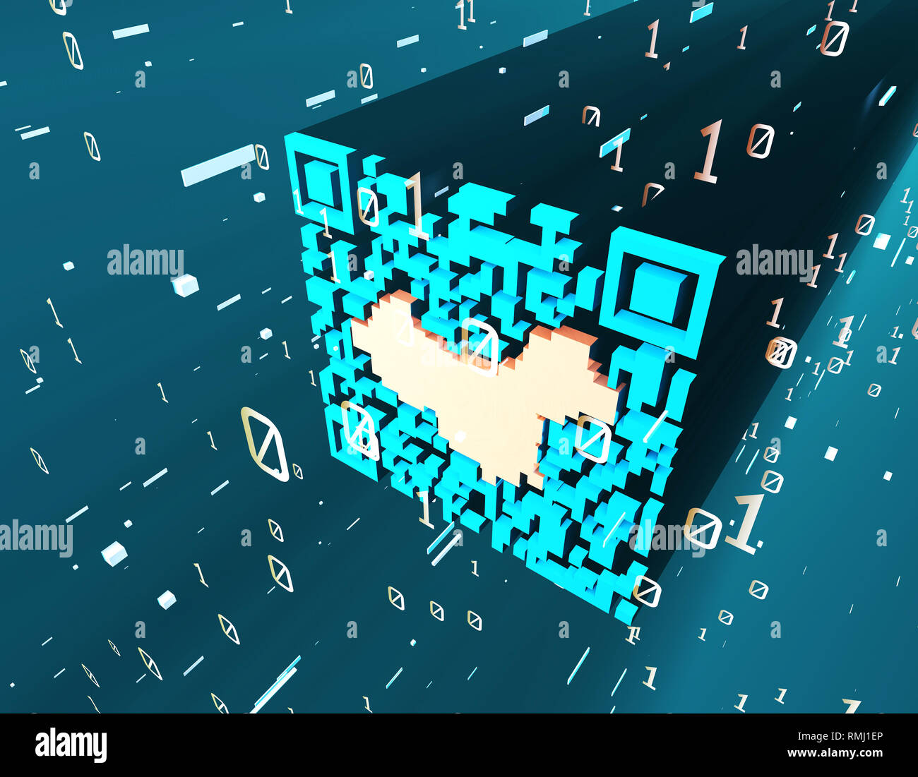 Technologische Daten QR-Code und China-Karte, Datenidentifikation Stockfoto