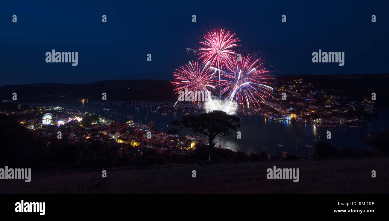 Ein Panoramablick von der Dartmouth Feuerwerk von kieferknochen Hügel in Dartmouth. Stockfoto