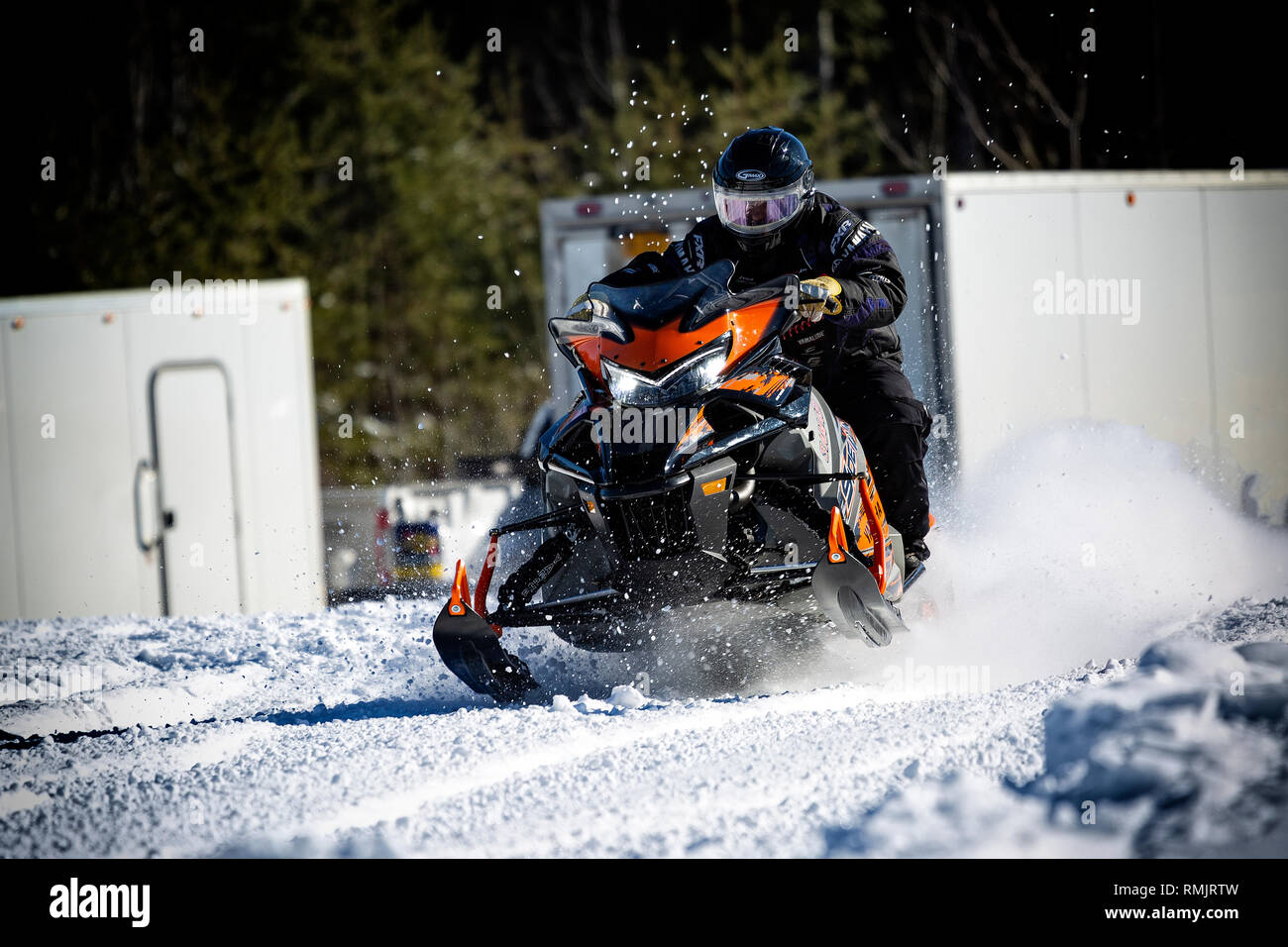 Snowmobile Racing Deep River Ontario Kanada Stockfoto