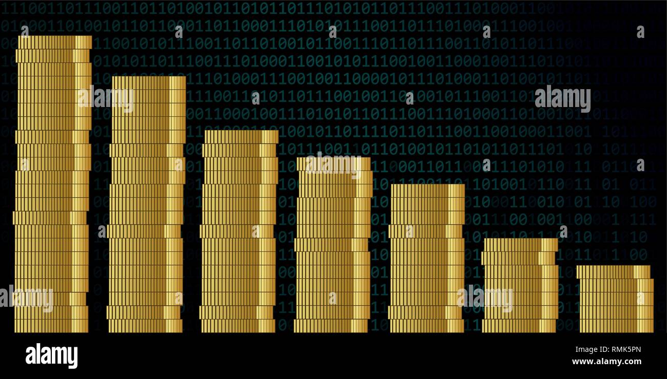 Umsatz verlieren Geld Münzen der binäre Code Hintergrund Finanzen konzept Vektor-illustration EPS 10. Stock Vektor