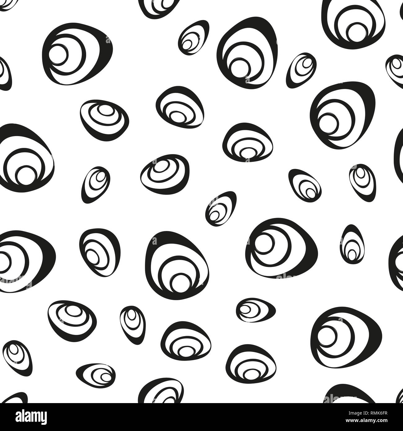 Organische Unregelmäßig abgerundeten Formen. Abstrakte geometrische Hintergrund Design. Die nahtlose Vektor schwarz-weißen Muster. Stock Vektor