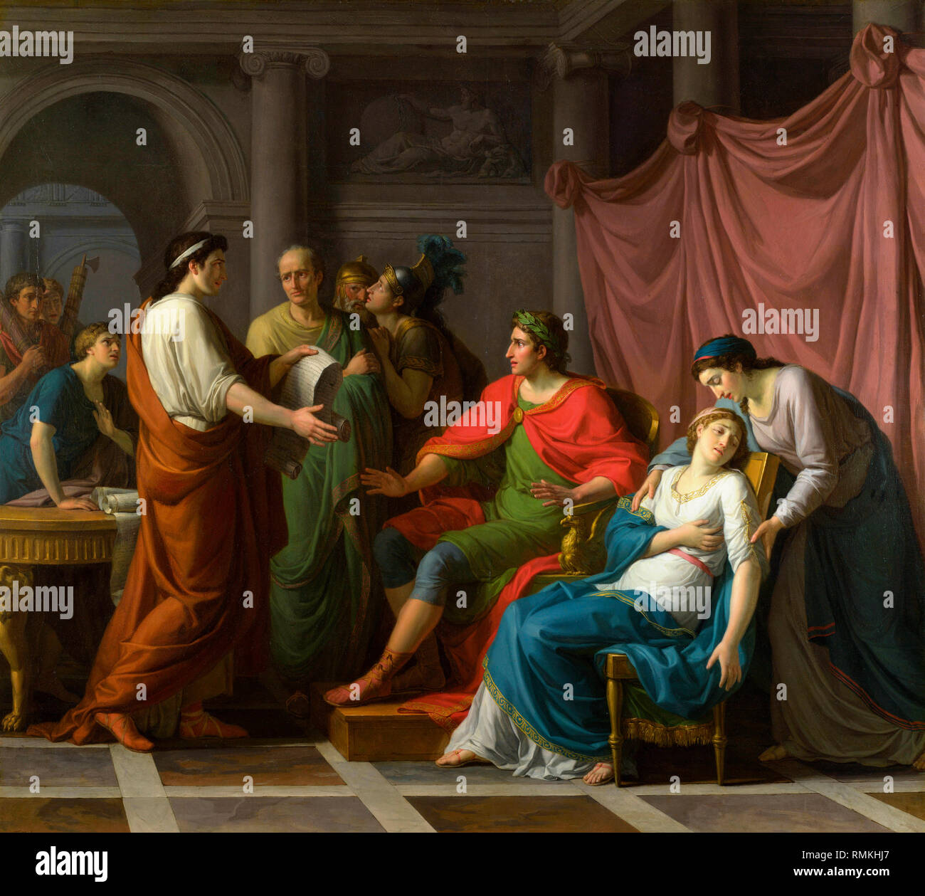 Virgil Lesung der Aeneis zu Augustus und Octavia - jean-joseph Taillasson Stockfoto