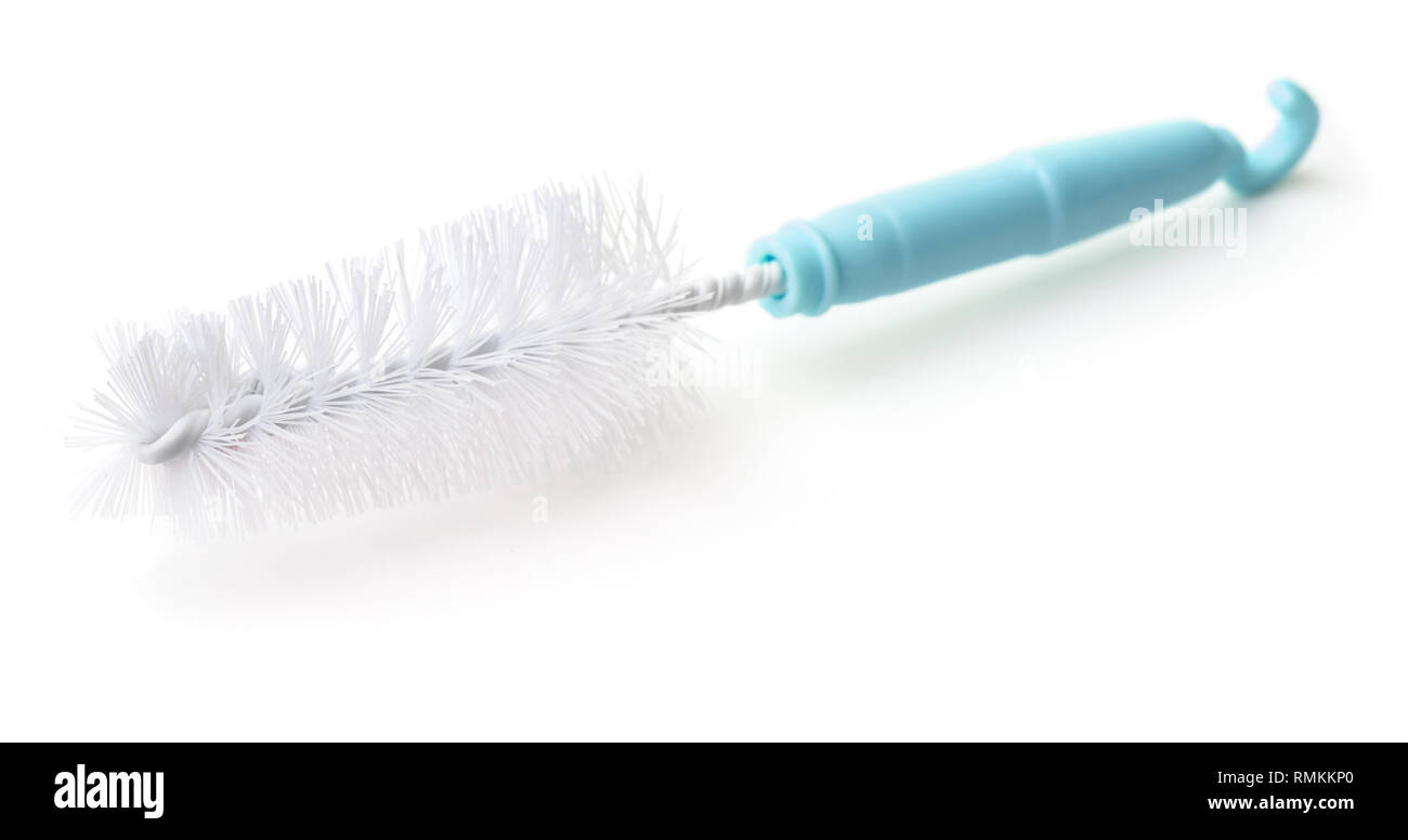 Kunststoff Flaschenbürste isoliert auf weißem Stockfoto
