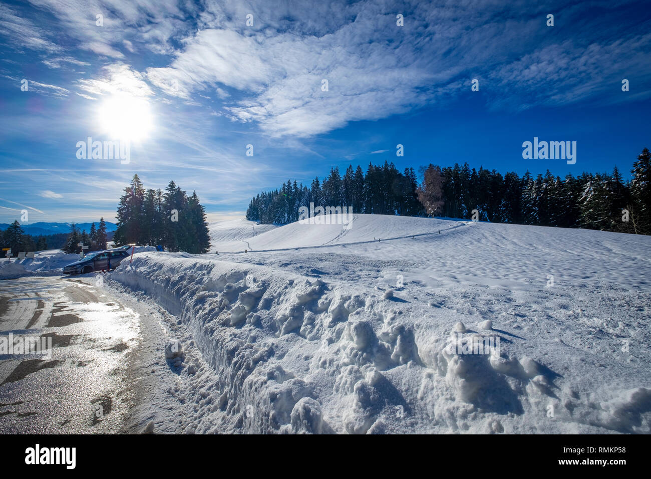 Schneelandschaft am Pfänderrücken Stockfoto