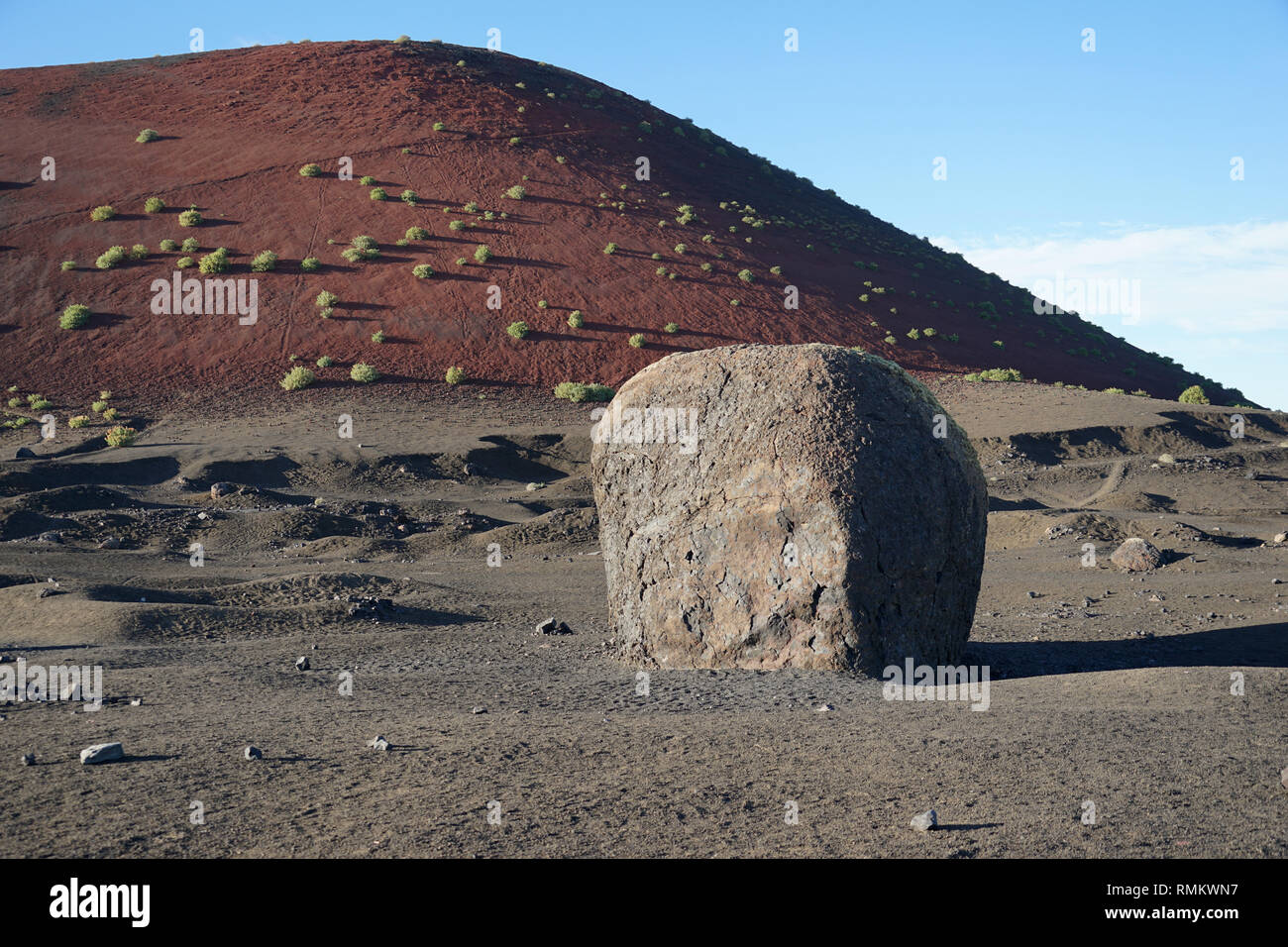 Vulkanische Décors, Montana Colorada, Parque de los Volcanes, Lanzarote, Kanarische Inseln, Spanien Stockfoto