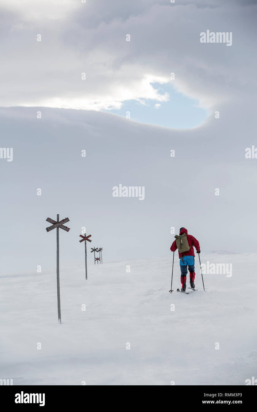 Mann, Skifahren Stockfoto