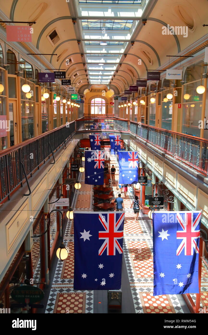 Adelaide Arcade Einkaufszentrum in der Nähe der Rundle Mall, Adelaide, South Australia Stockfoto