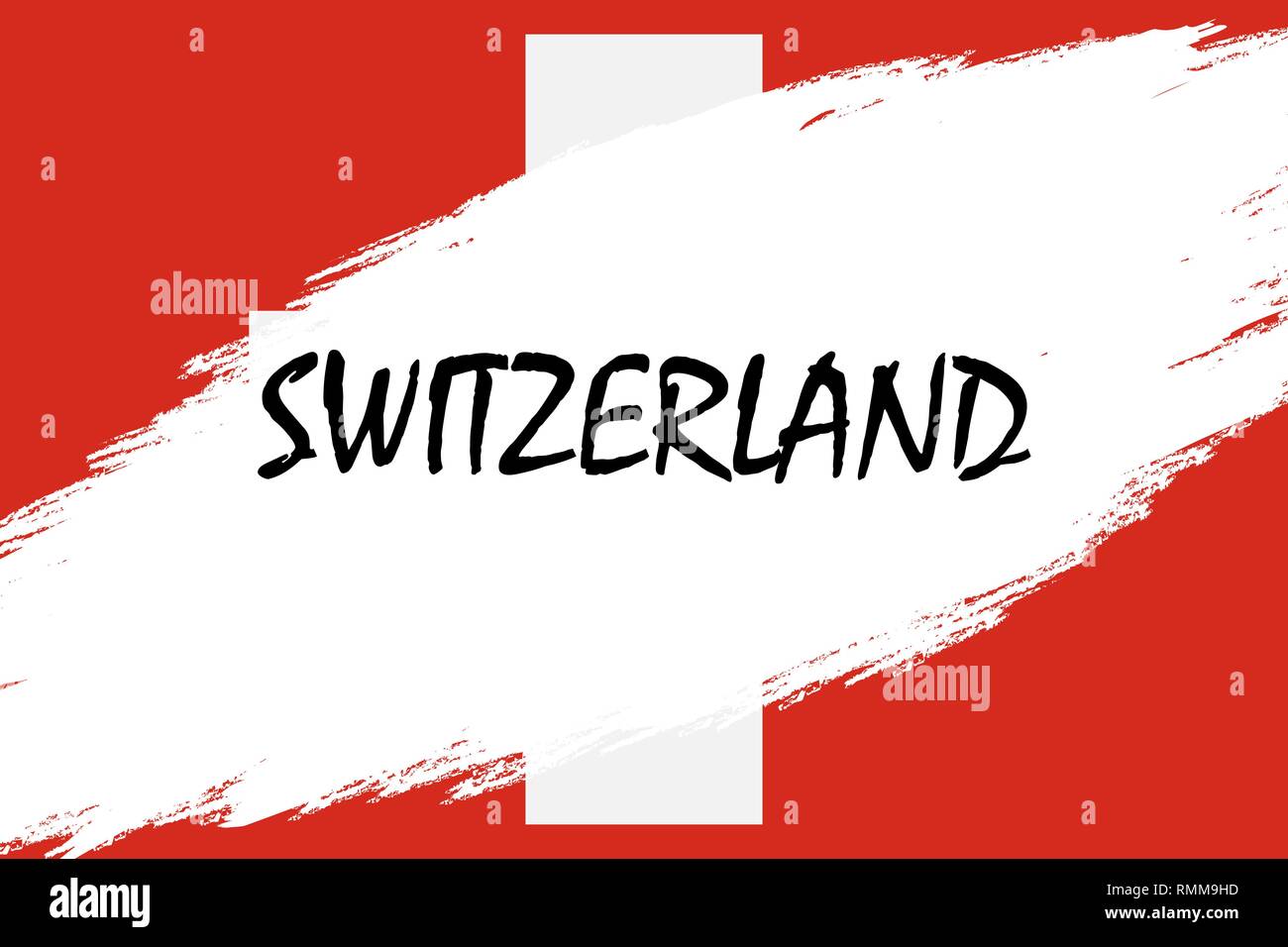 Pinselstrich Hintergrund mit Grunge gestaltete Flagge der Schweiz Stock Vektor