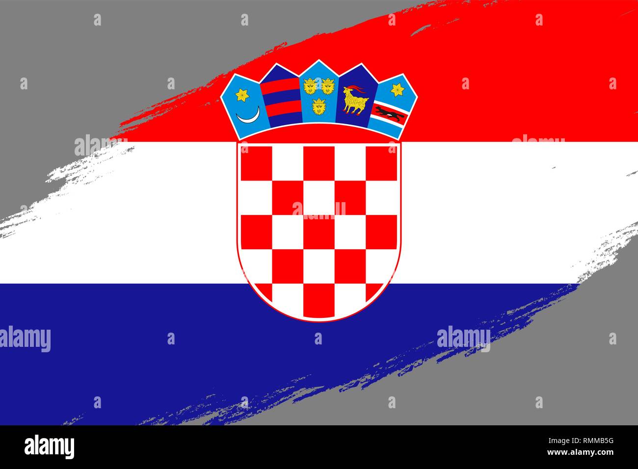 Pinselstrich Hintergrund mit Grunge gestaltete Flagge Kroatien Stock Vektor