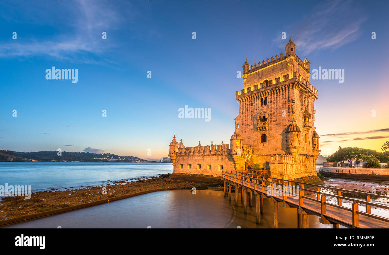 Turm von Belem am Fluss Tejo in Lissabon, Portugal. Stockfoto