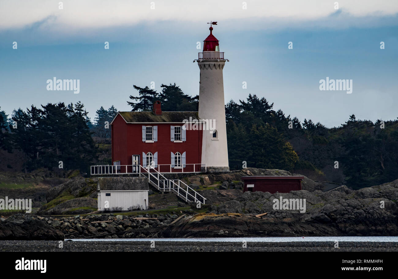 Fisgard Leuchtturm National Historic Site, Hafen, Colwood Esquimalt, British Columbia, Kanada Stockfoto