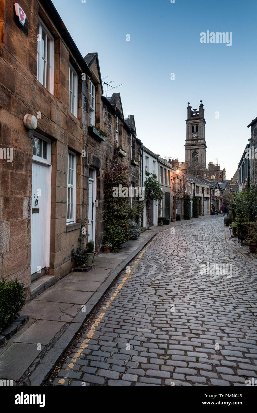 Malerische Zirkus Lane in Stockbridge, Edinburgh Stockfoto