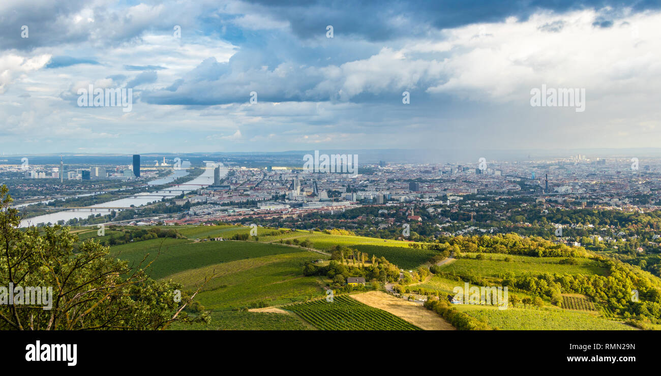 Blick auf Wien von Kahlenberg, Österreich Stockfoto