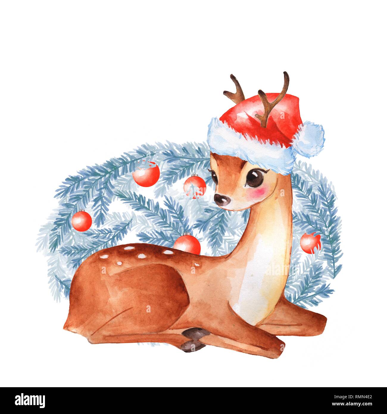 Baby Deer. Süße Rehkitz. Aquarell Abbildung Stockfoto