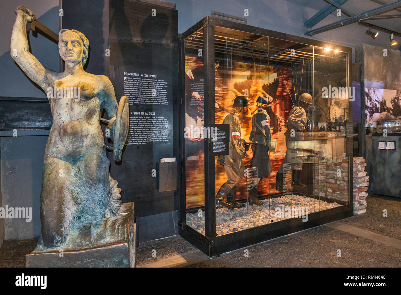 Warschau Meerjungfrau, zeigt im Museum des Warschauer Aufstandes in Warschau, Polen Stockfoto