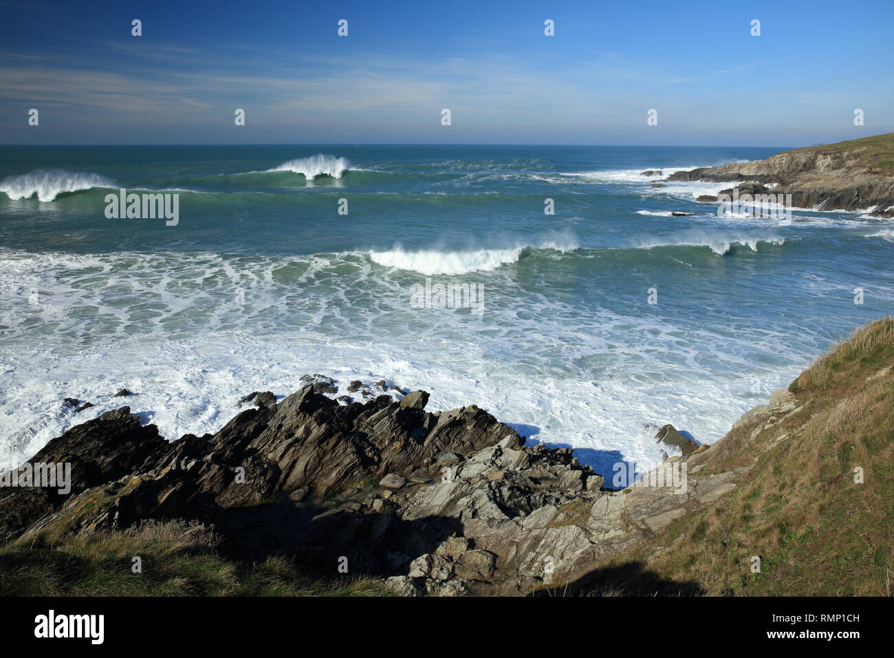 Kopf-/wenig Fistral Towan, Newquay, Cornwall, England, Großbritannien Stockfoto