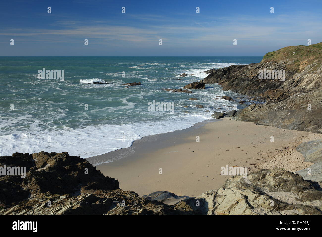 Kopf-/wenig Fistral Towan, Newquay, Cornwall, England, Großbritannien Stockfoto