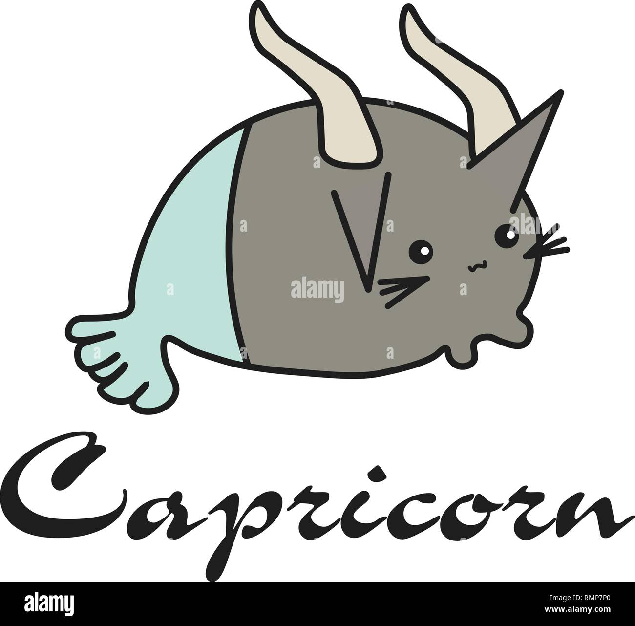 Bunny Steinbock Sternzeichen im Comic-stil. Vector Illustration auf weißem Hintergrund. Mit signierten Sternzeichen Stock Vektor