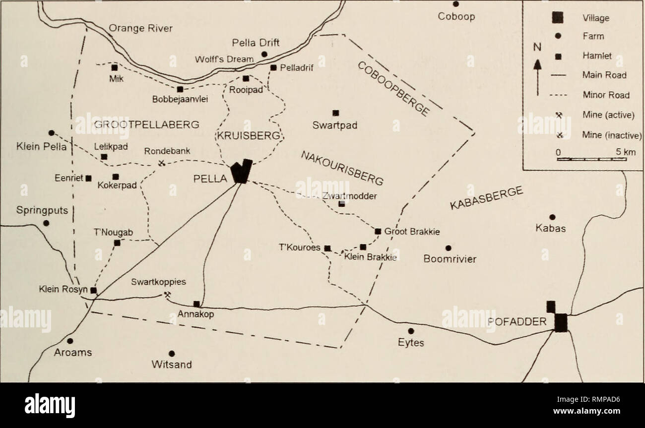 . Annalen der South African Museum = Annale van sterben Suid-Afrikaanse Museum. Natural History. Struktur UND PROZESS IN DER LOKALEN REGIERUNG VON PELLA II. Abbildung 1 Pella finden im Jahr 1980. Die Abwicklung der Reserve, verdankt seine Existenz der Anwesenheit von acht Federn, und es ist hier, dass der Großteil der Bevölkerung wohnhaft ist, bestehend aus rund 1 600 Menschen in 337 Haus - hält im Januar 1980. Damals diese Haushalte waren in fünf markanten, namens Nachbarschaft Bereiche, die wiederum in insgesamt 17 Bereiche unterteilt, die die Vielfalt der Klasse und ethnische Unterschiede in einem Cluster Stockfoto