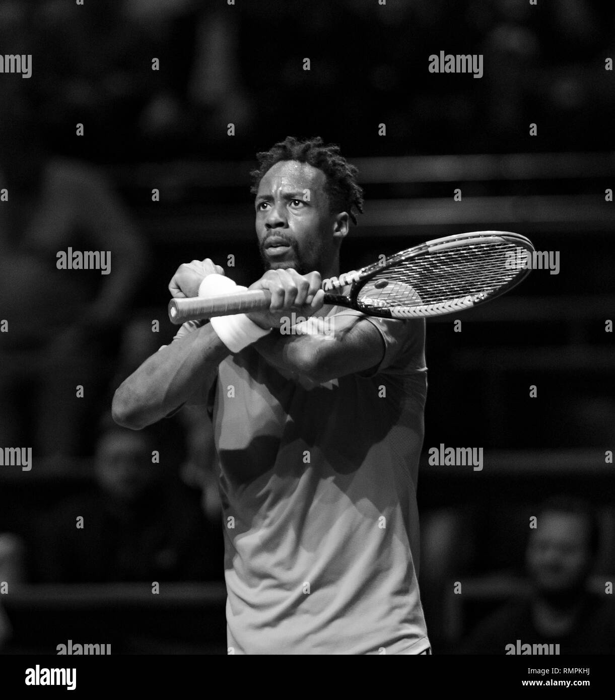 Rotterdam, Niederlande, 14. Februar 2019, ABNAMRO World Tennis Turnier, Ahoi, Viertelfinale, singles, Gael Monfils (FRA), Foto: www.tennisimages.com/Henk Koster Credit: Henk Koster/Alamy leben Nachrichten Stockfoto