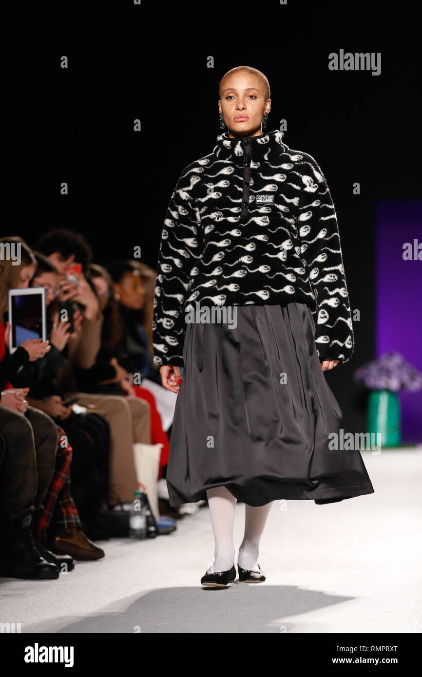 London, Großbritannien. 15 Feb, 2019. Ein Modell geht der Start- und Landebahn am Ashley Williams Show bei der Londoner Fashion Week im Februar 2019 Ambika, Universität von Westminster am 15. Februar 2019 in London, England. Quelle: Michal Busko/Alamy leben Nachrichten Stockfoto