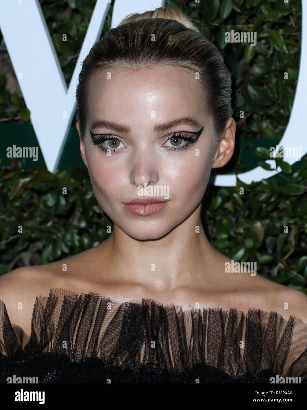 LOS ANGELES, Ca, USA - 15. Februar: Schauspielerin Taube Cameron kommt an der Teen Vogue 2019 Young Hollywood Party Präsentiert von Snap auf der Los Angeles Theater am Februar 15, 2019 in Los Angeles, Kalifornien, Vereinigte Staaten. (Foto von Xavier Collin/Image Press Agency) Stockfoto